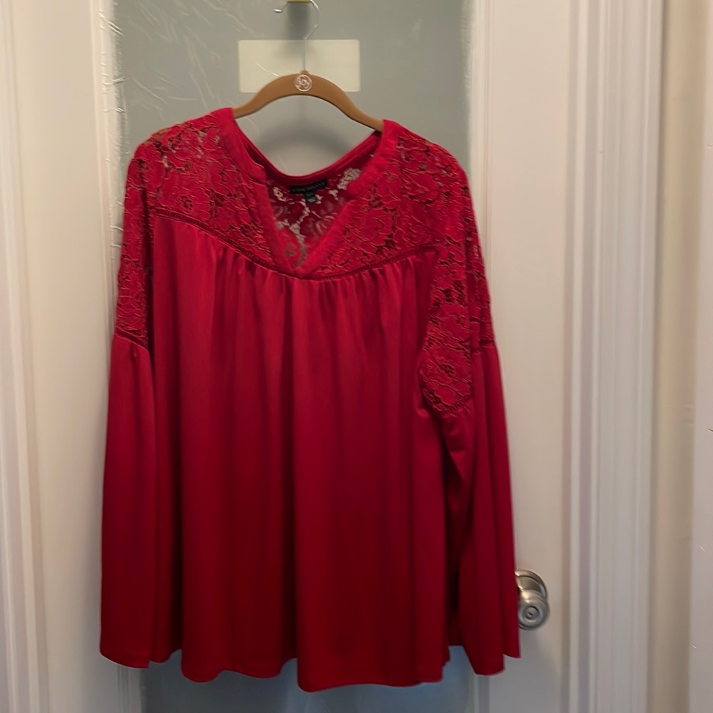Lane Bryant 18/20 red smocked blouse
